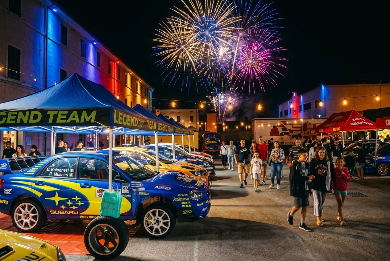 Festa serale rally a Sogliano